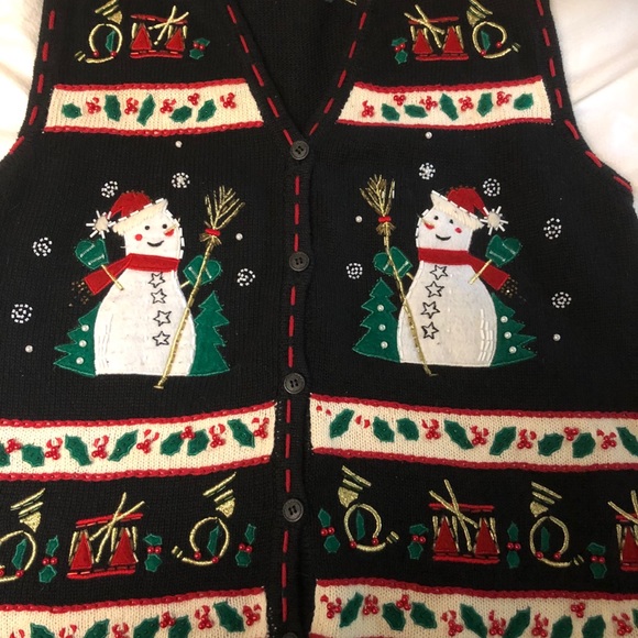 Ugly Christmas Sweater Black Vest - Picture 1 of 7